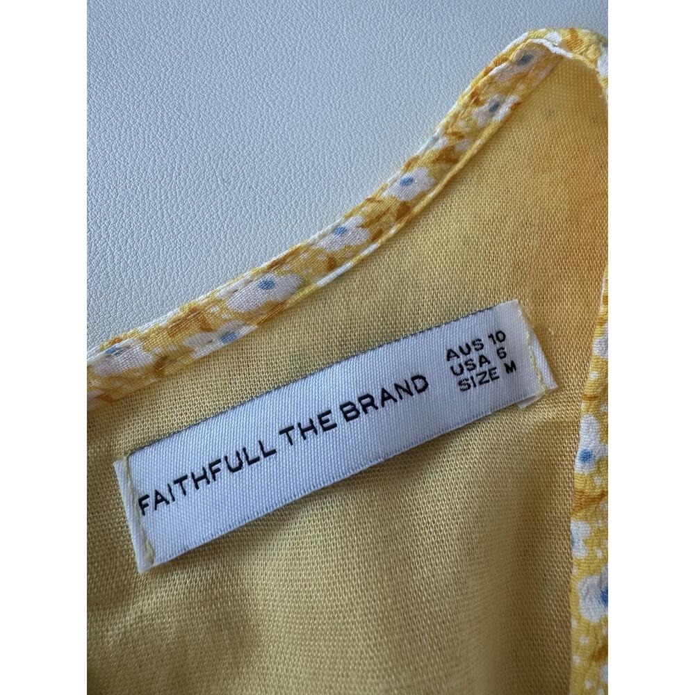 Faithfull The Brand Midi Dress Women’s Medium Floral Yellow Ari - Picture 14 of 14